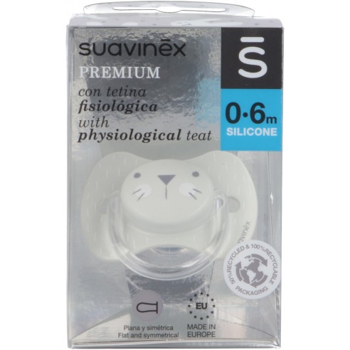 Suavinex Chupete Premium con Tetina Fisiológica Silicona, 0-6 m