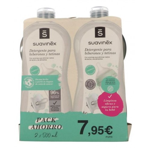 Suavinex detergente especifico biberones tetinas duplo 500 ml + 500